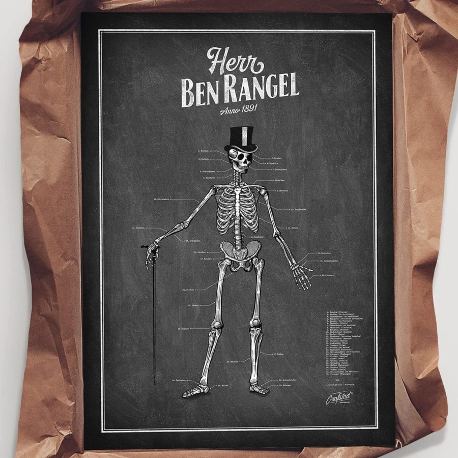 Grafstad Designbyrå Poster Herr Ben Rangel skelett svart