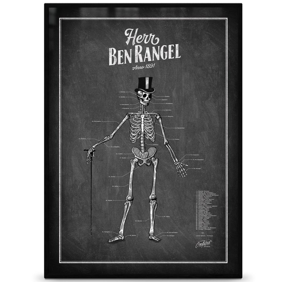 Grafstad Designbyrå Poster Herr Ben Rangel skelett svart